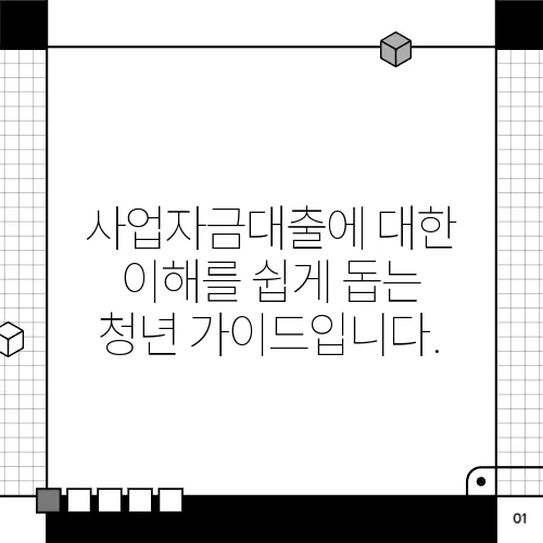 사업자금대출에 대한 이해를 쉽게 돕는 청년 가이드입니다.