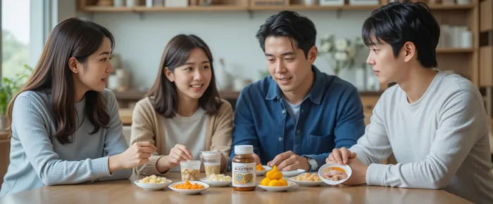 알부민 영양제 이야기 나누는 가족