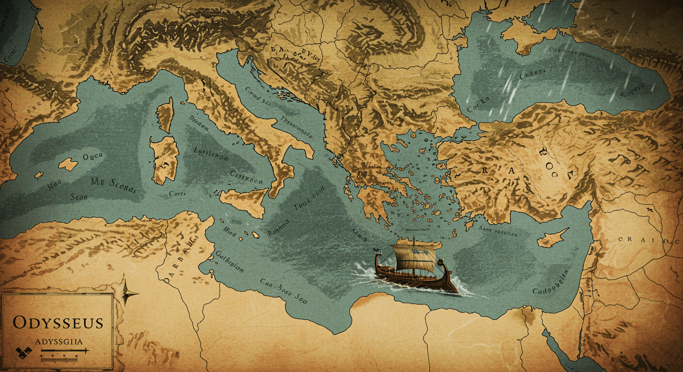 오디세이아의 항로 추적 (지중해 지도, 역사적 가능성, 문헌 비교) 관련 사진