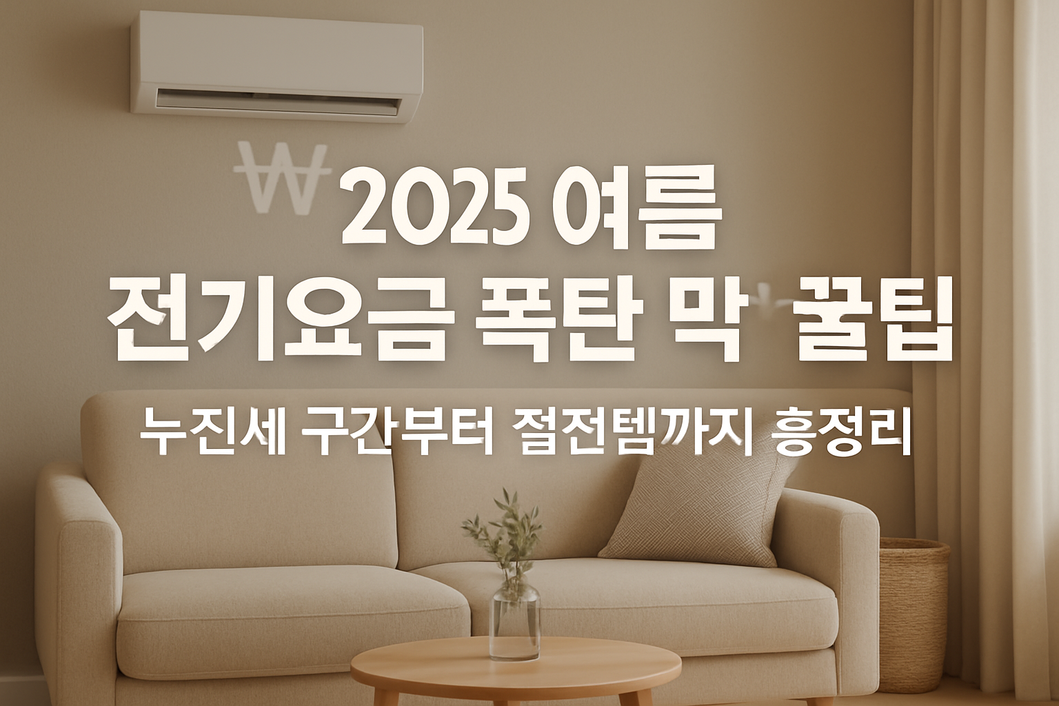 에어컨과 전기요금 절약을 위한 여름철 실내 절전 환경 이미지