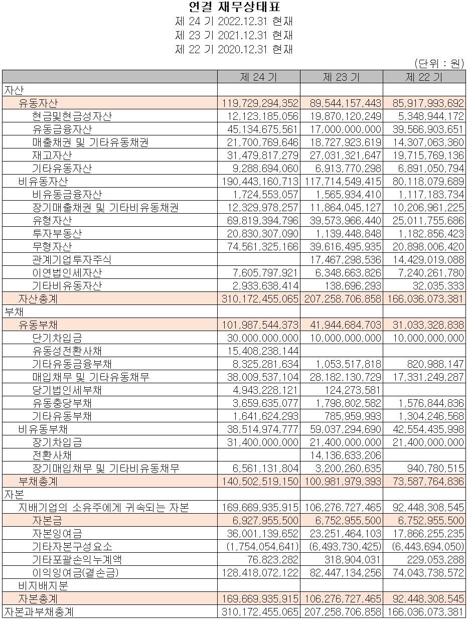 텔레칩스 - 재무상태표