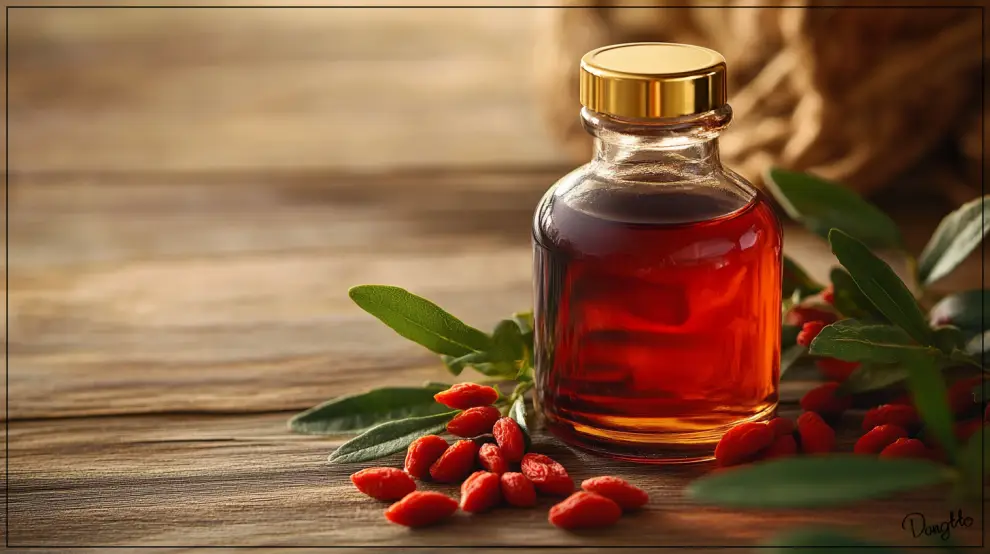 구기자의-효능-구기자로-만든-청을-유리병에-담아-놓은-사진