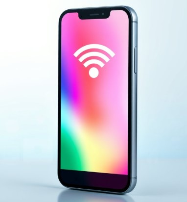 알뜰폰 화면에 데이터를 상징하는 와이파이 이미지가 있습니다.