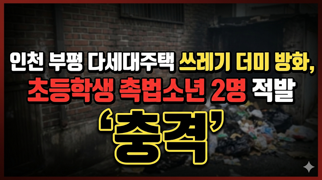 인천 부평 다세대주택 쓰레기 더미 방화, 초등학생 촉법소년 2명 적발 '충격'