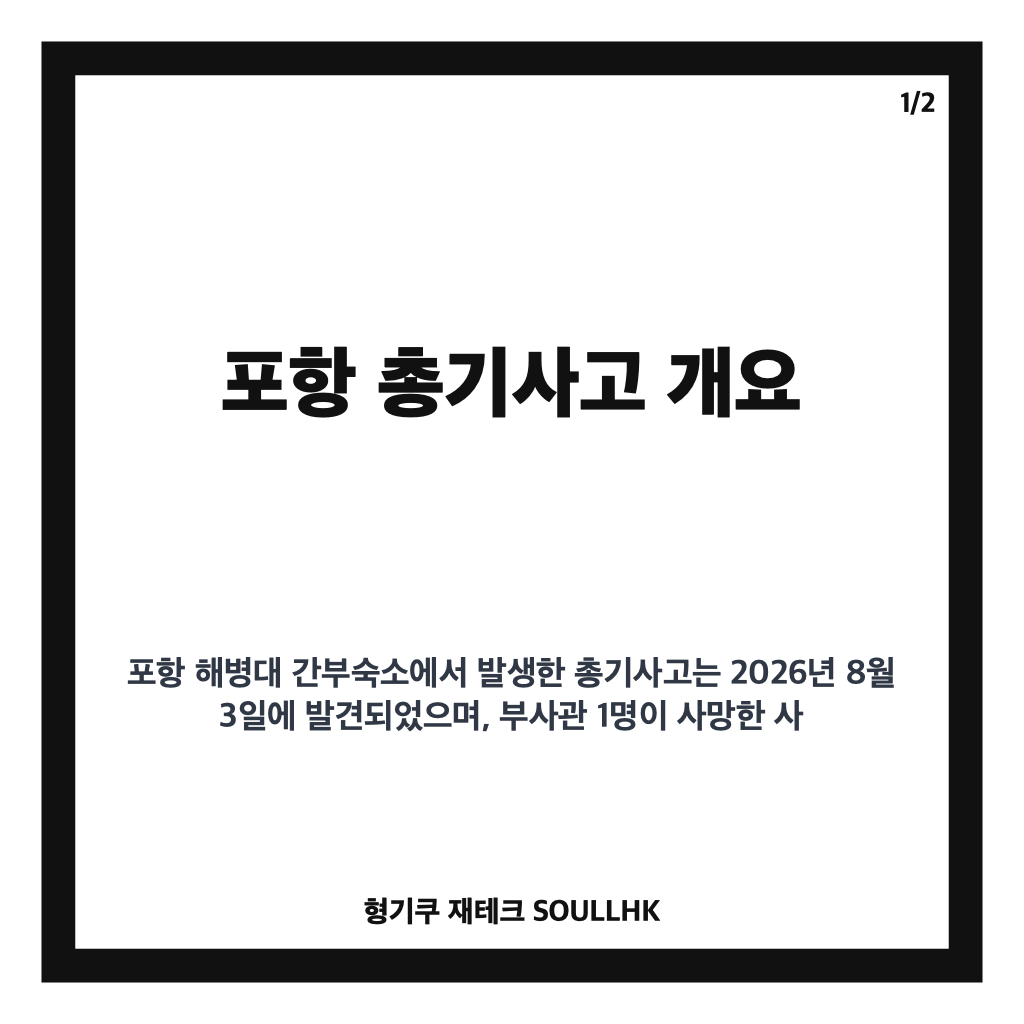 포항 총기사고 해병대 간부숙소서 부사관 1명 사망 사건 사실 확인 카드뉴스 1