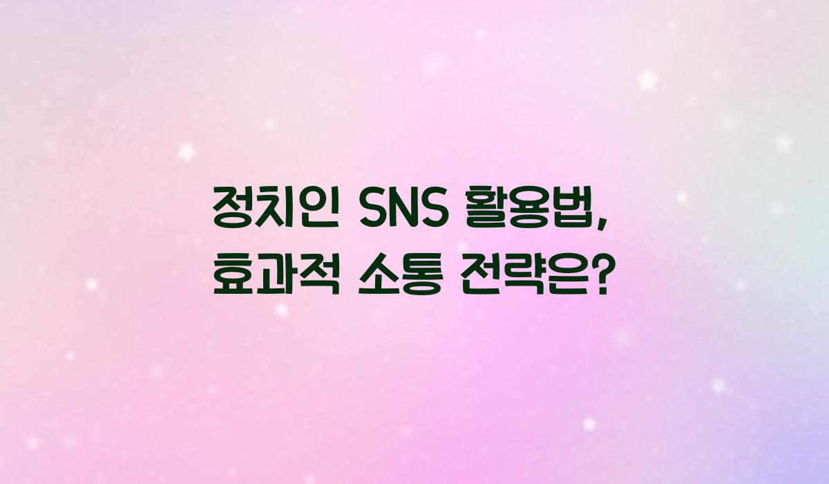 정치인 SNS 활용법