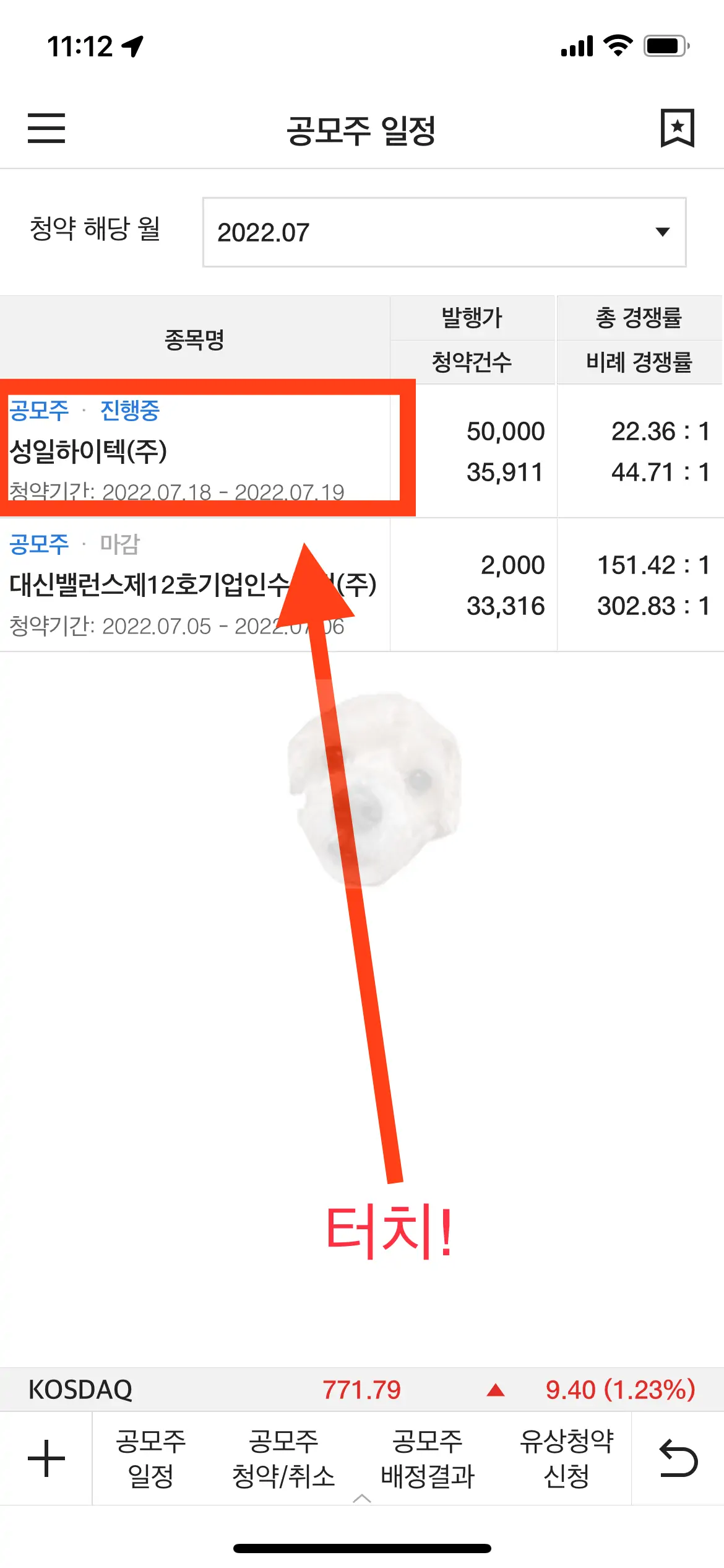 공모주 일정 확인사진