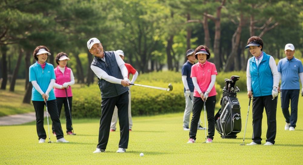 파크골프 즐기는 중장년층 사진