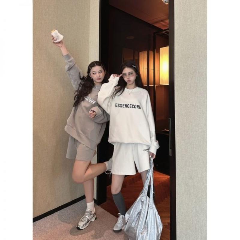 맨투맨반바지세트 여자 가을 상하세트 꾸안꾸 트레이닝