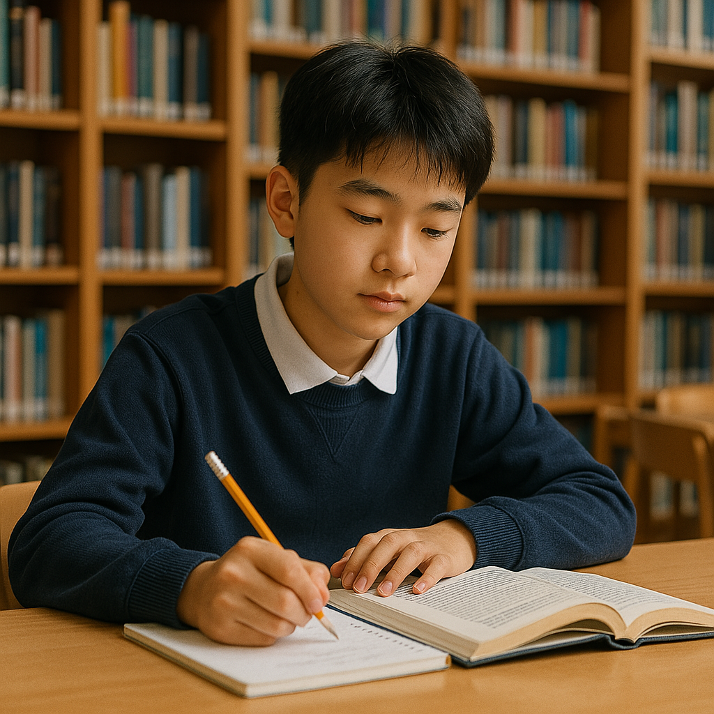 공부하는 중학생