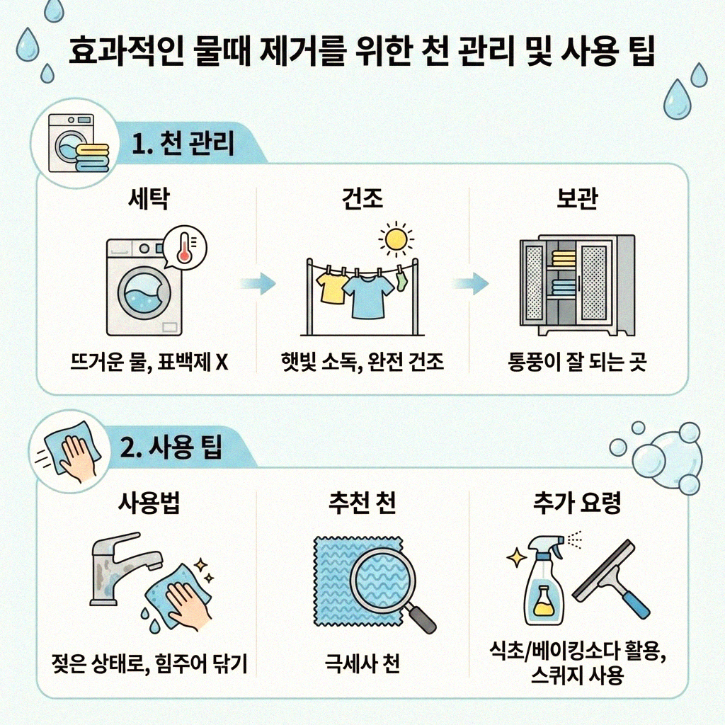 욕실 세면대 물때 제거를 위한 올바른 천 선택 가이드