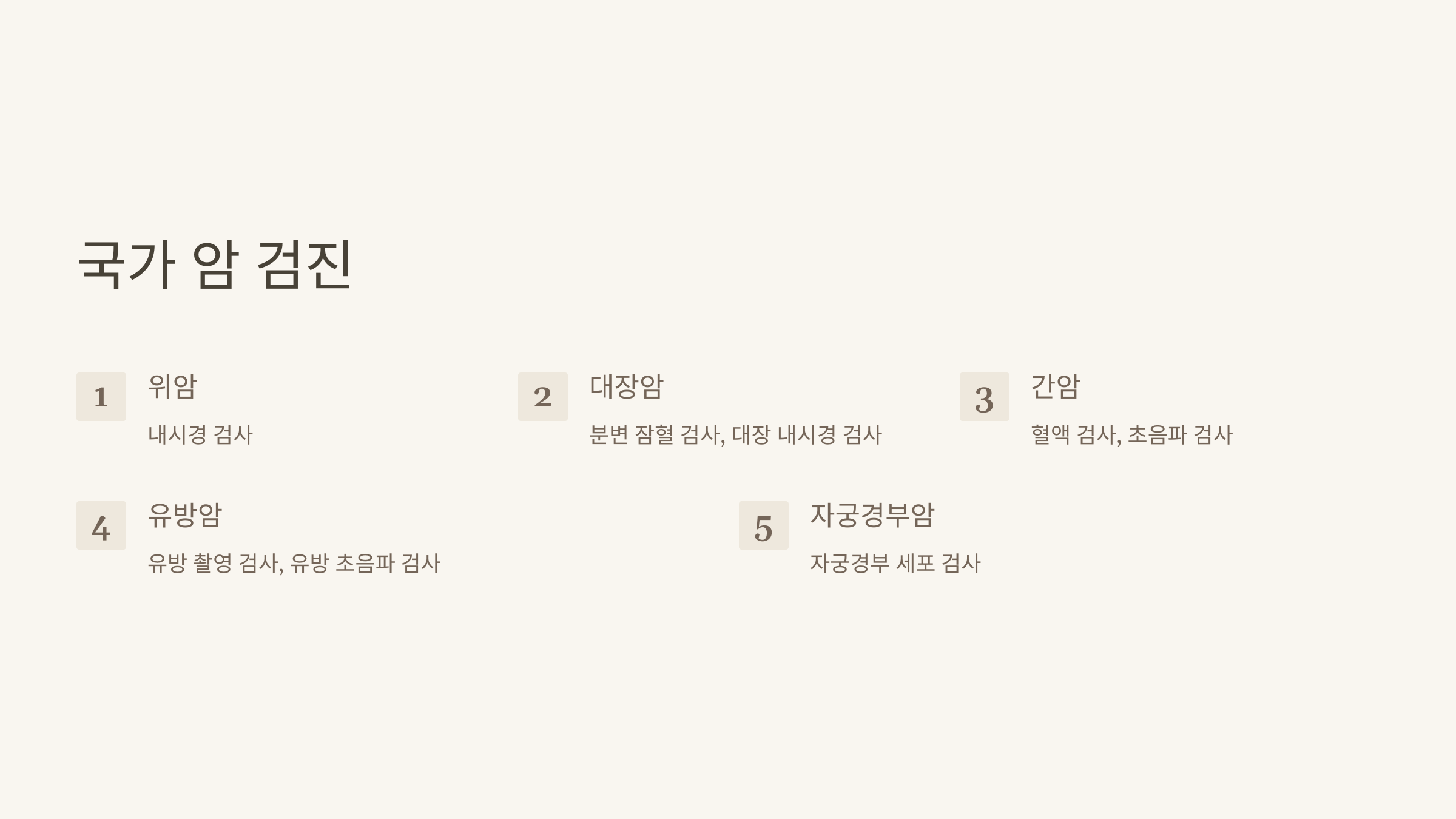 국가 암 검진 항목