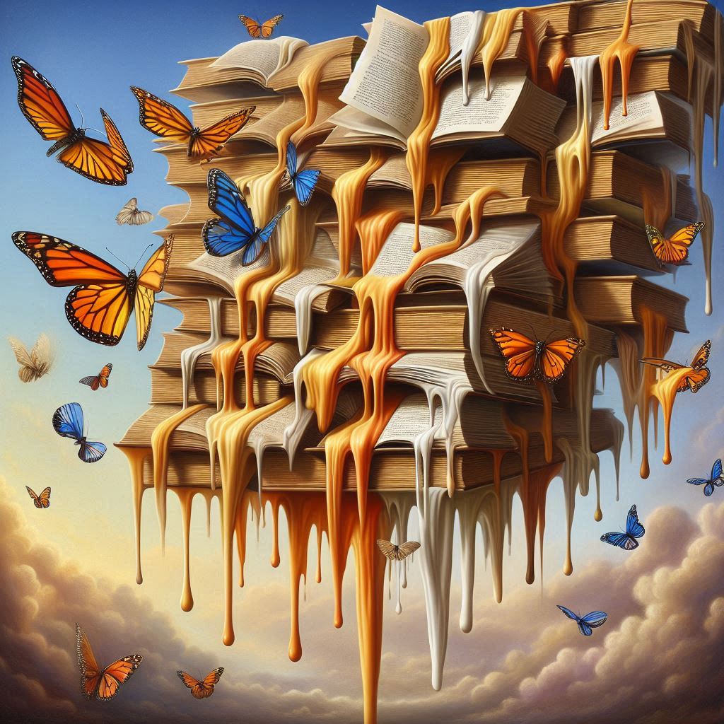 녹아내리는 책과 나비, 달리 스타일, 초현실주의 이미지
