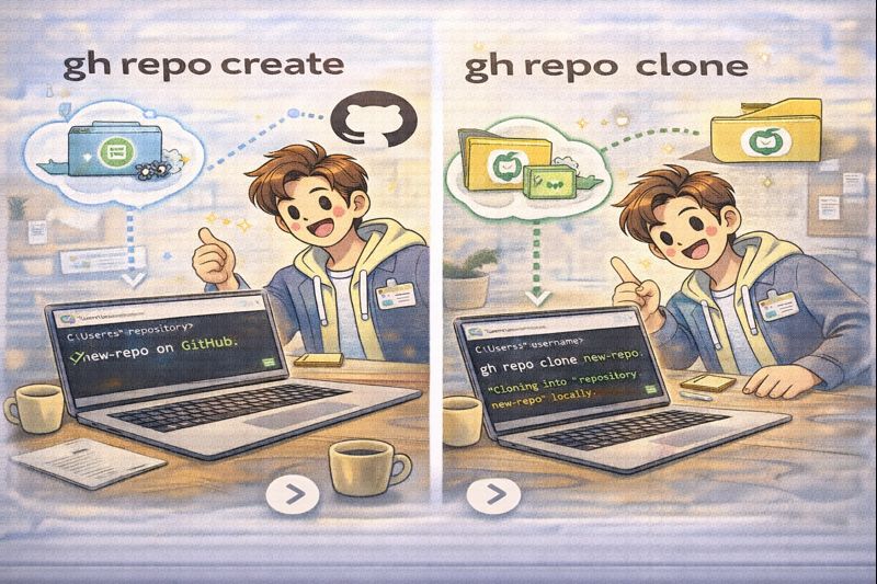 gh 명령어로 Repository 생성과 복제하기 관련 이미지