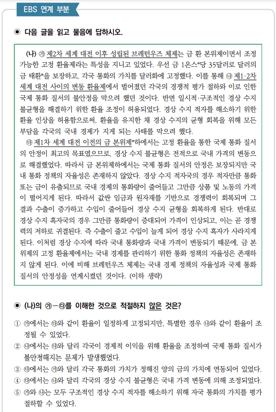 핵심 제재&middot;논지 활용 유형-EBS 연계 부분-표
