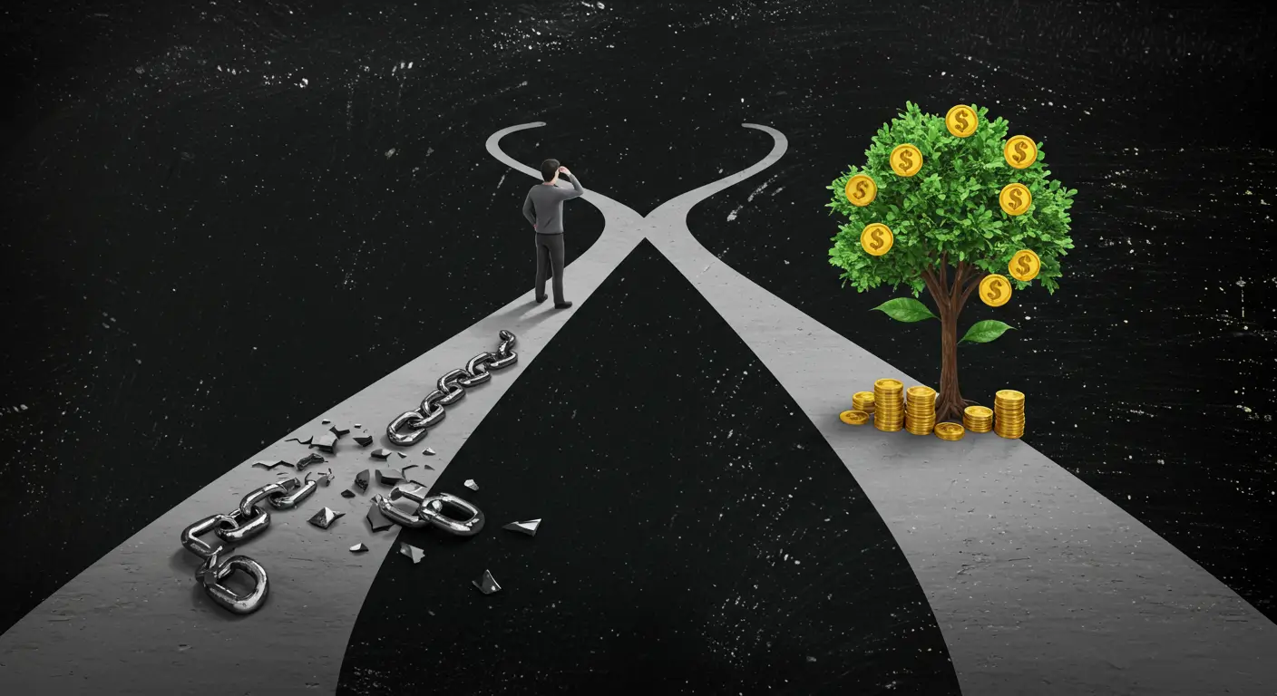 대출 상환으로 재정적 자유를 얻을 것인지, 투자를 통해 자산을 증식할 것인지 고민하는 모습