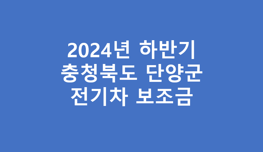 단양군 하반기 전기차 보조금
