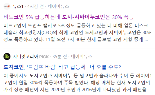 도지코인 시바이누 코인 관련 기사들