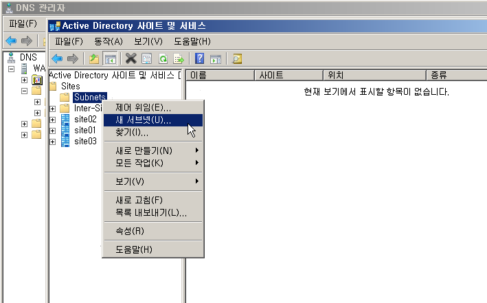 사이트 서브넷 지정해주기