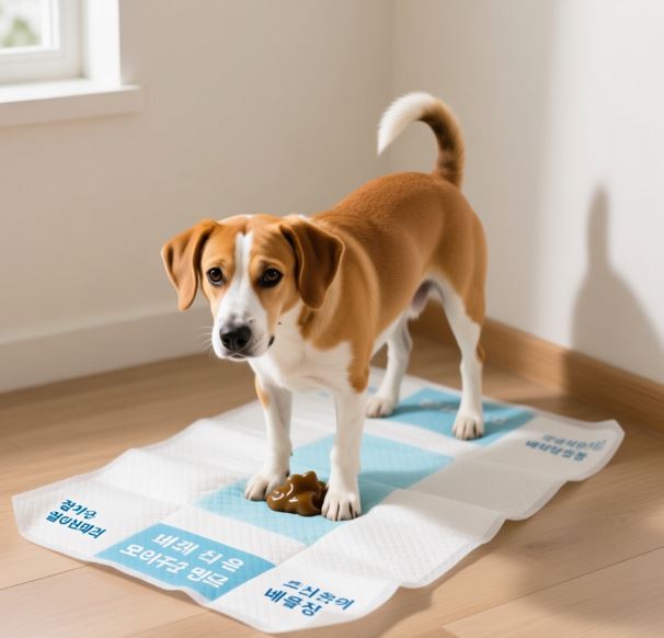 배변 훈련하는 강아지의 모습