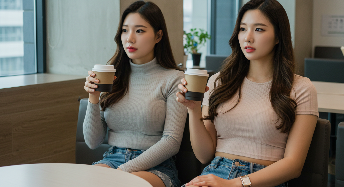 커피를 마시는 여인들