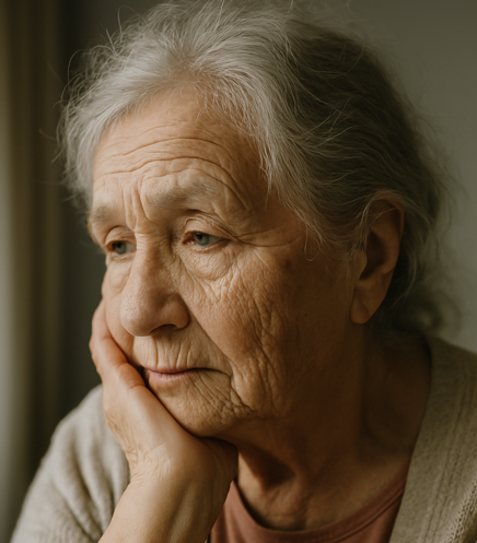 슬퍼 보이는 노인의 모습