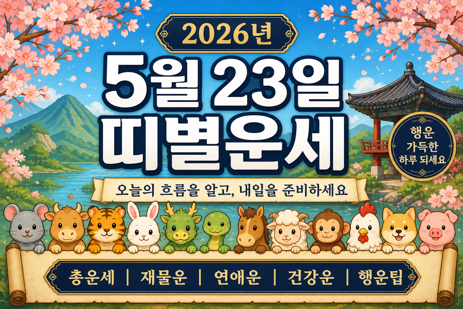 2026년 5월 23일 띠별운세 무료 보기 만세력 2D 이미지