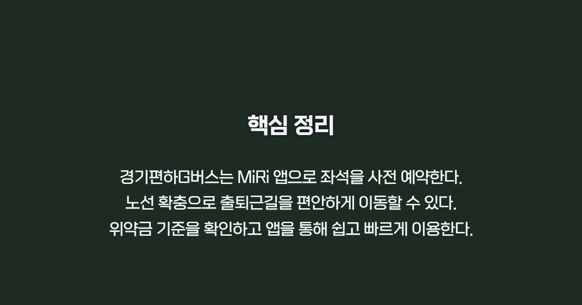 경기편하G버스 요약 정리 카드뉴스