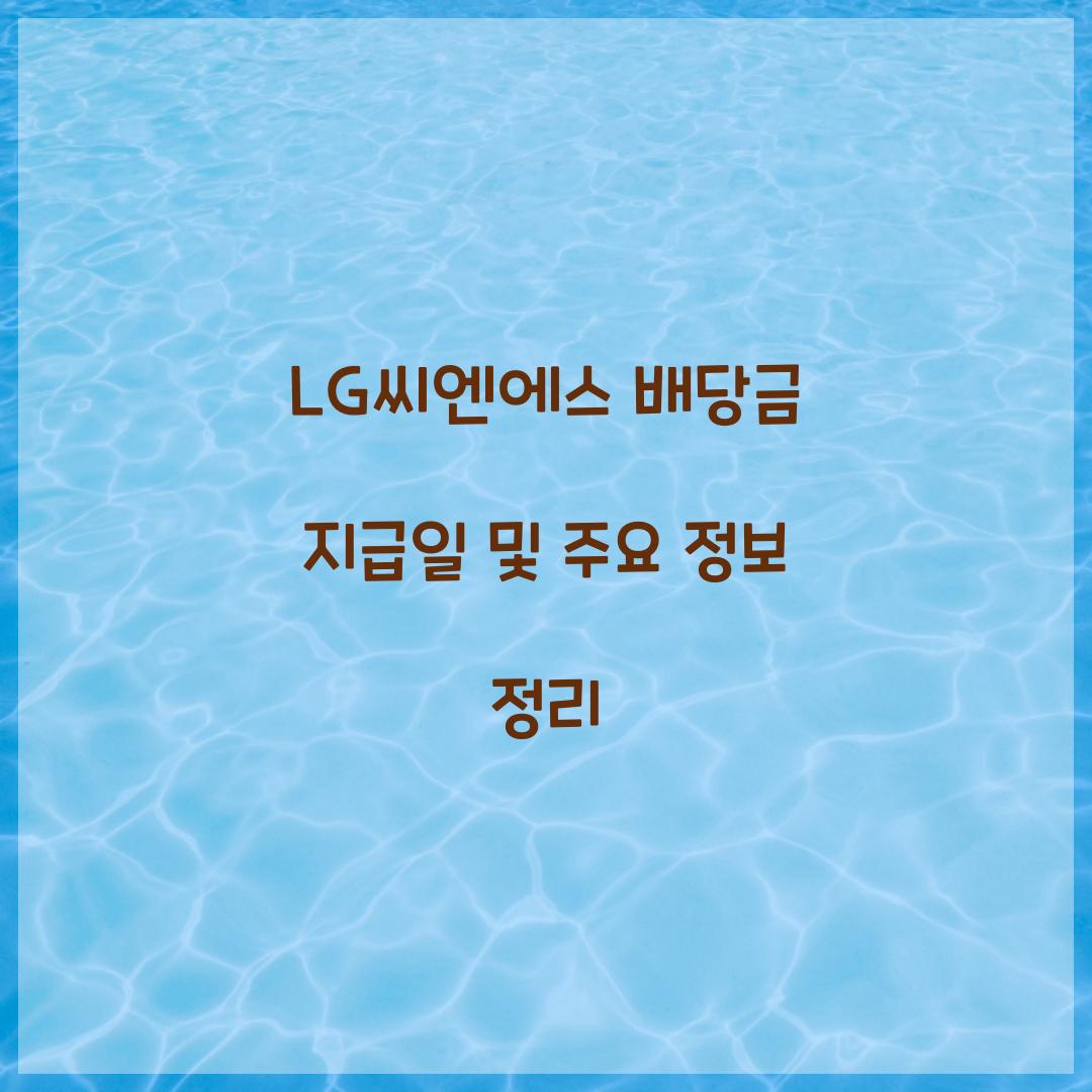 LG씨엔에스 배당금 지급일