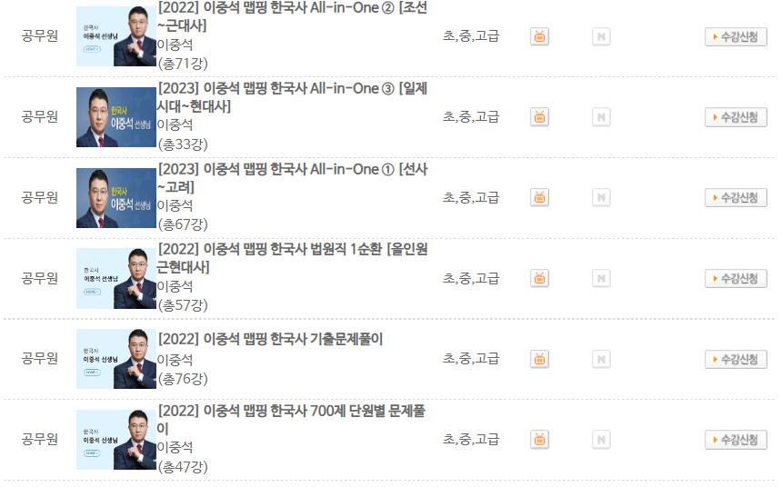 이중석 맵핑 한국사