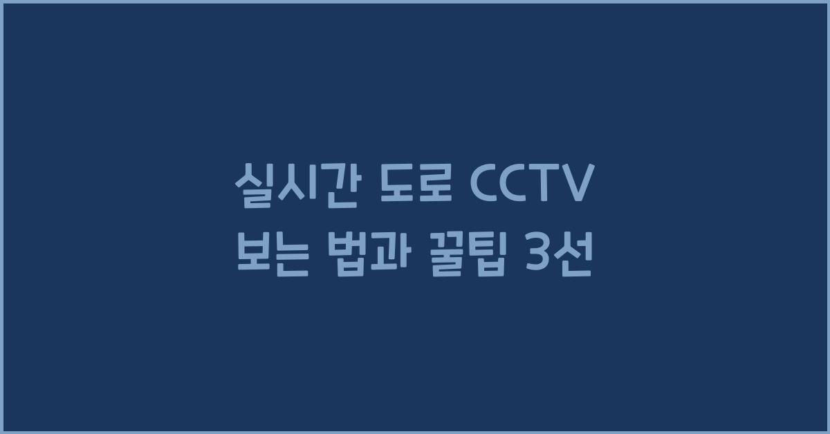 실시간 도로 cctv 보는 법