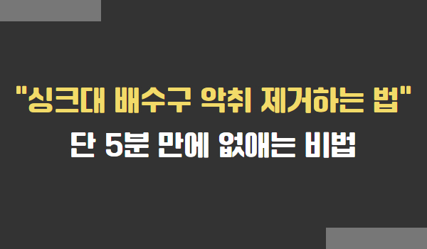 싱크대 배수구 악취 제거하는 법