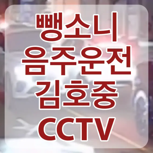 흰차 두대가 부딪치는 이미지 위 흰테두리 빨간글씨 뺑소니 음주운전 김호중 CCTV