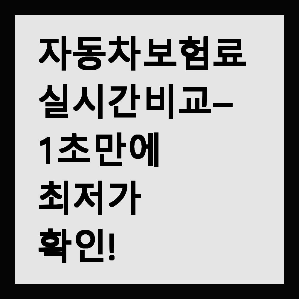 자동차 보험료 실시간 비교 – 1초 만에 최저가 확인!