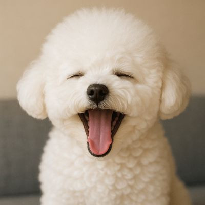 하품 하는 강아지