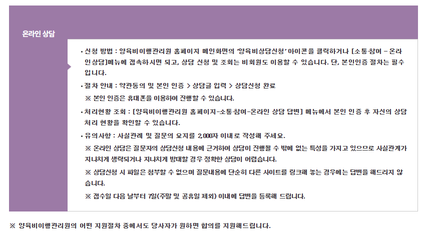 양육비이행원스톱서비스신청방법