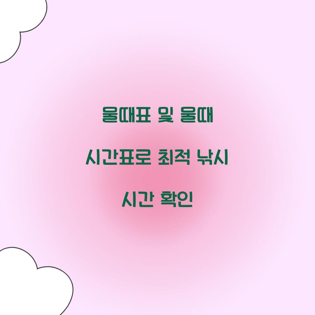 물때표 및 물때 시간표