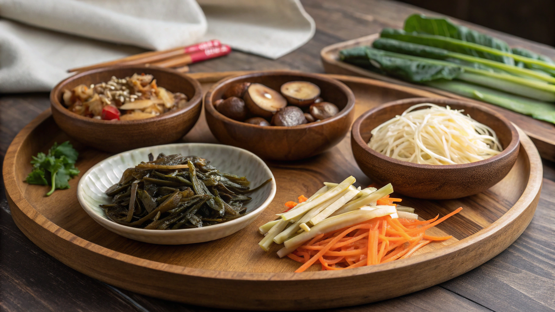 나물반찬 3종 구성 &ndash; 하루 영양을 채소로 🌱 시금치나물 데친 시금치 + 들기름 + 깨소금 소금 대신 국간장 약간으로만 간 🌱 고사리볶음 삶은 고사리 + 마늘 + 참기름 약불로 천천히 볶아 감칠맛 UP 🌱 무나물 얇게 썬 무채 + 들기름 + 저염간장 식감이 부드럽고 위장이 편안해져요.