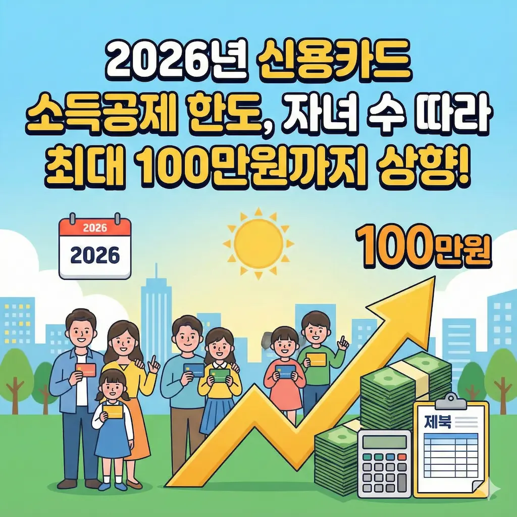 2026년 신용카드 소득공제 한도, 자녀 수 따라 최대 100만원까지 상향!