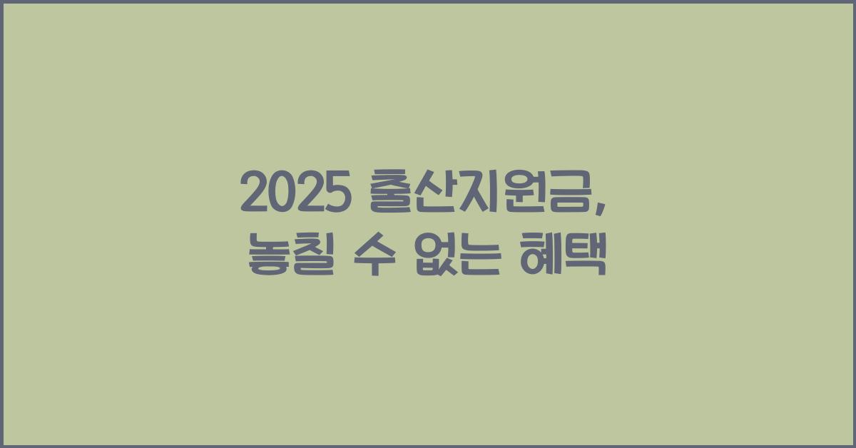 2025 출산지원금