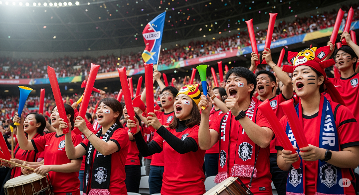 2025 부산 전국체전 축구 경기를 보면서 응원하고 있는 관중들 모습.
