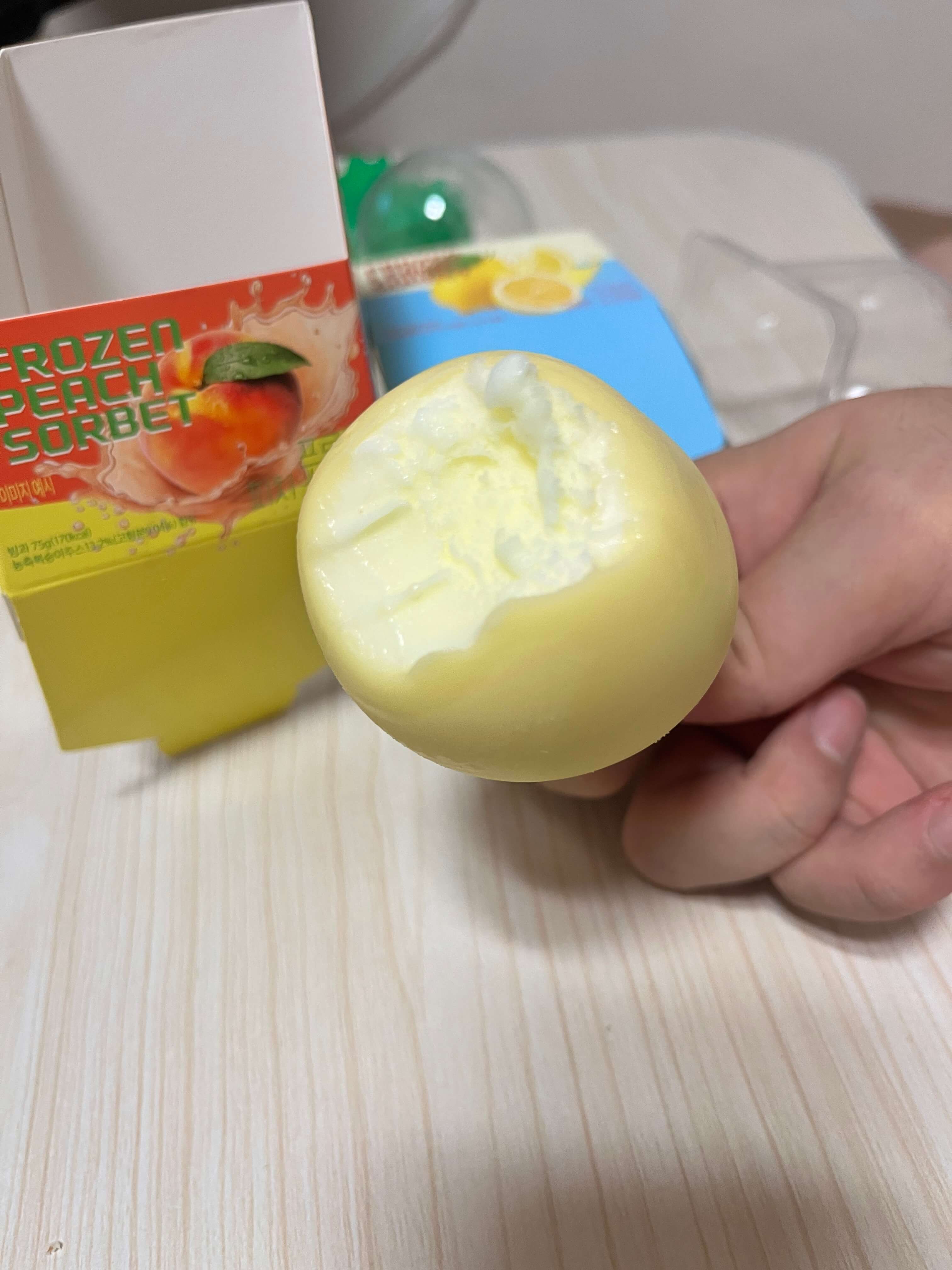 GS25 편의점 신상 프로즌 소르베 과일모양 아이스크림 피치 레몬 애플망고