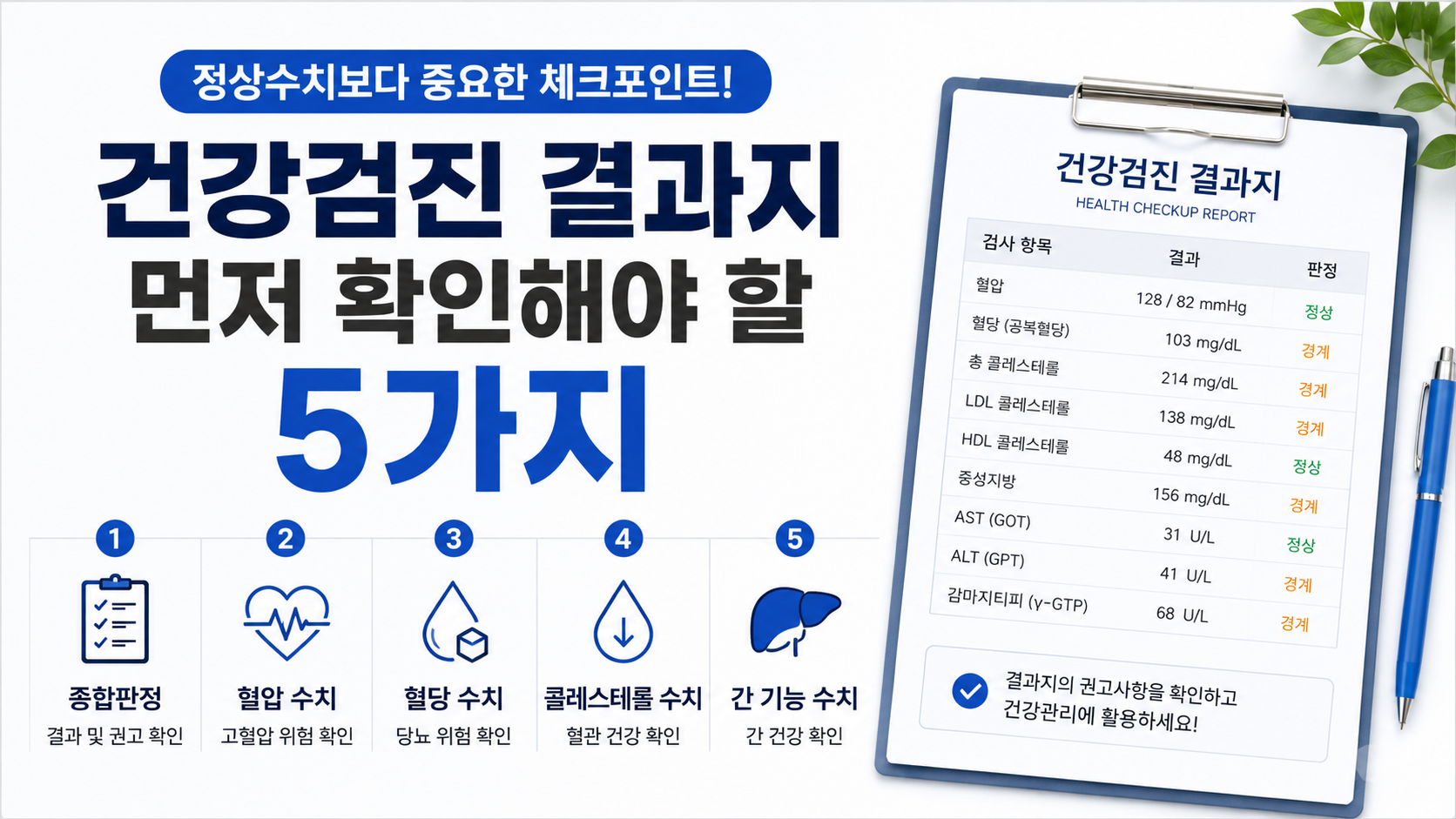 건강검진 결과지에서 먼저 확인해야 할 항목 5가지｜정상수치보다 중요한 체크포인트
