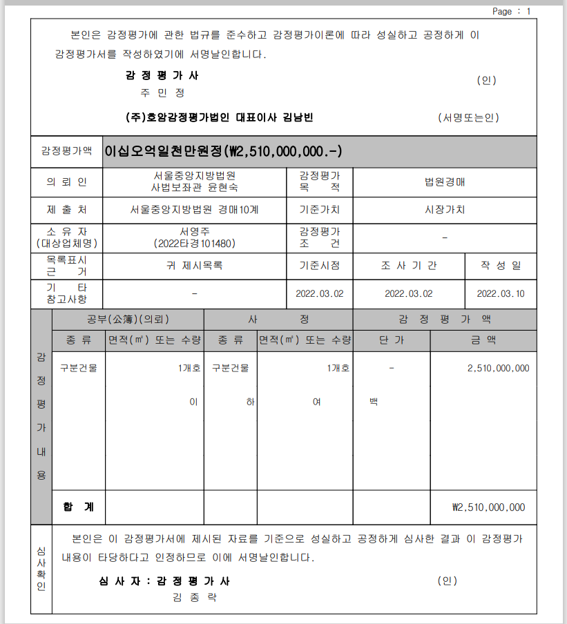 대법원 법원경매정보 감정평가서1