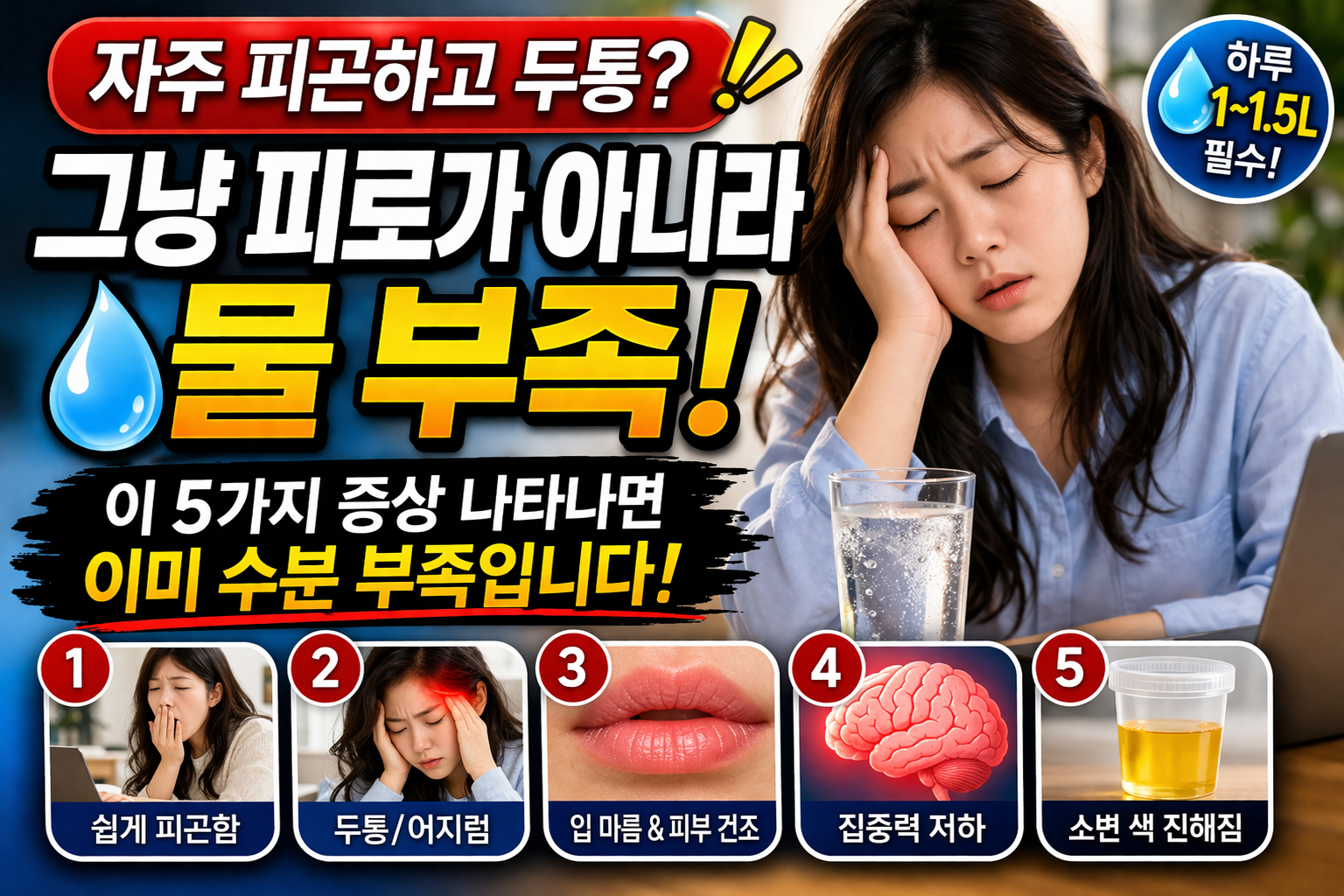 수분 부족 증상 5가지-사진
