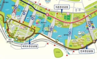 자전거 한강 코스 여유 구간 화장실 위치 자판기 포인트 안내_2