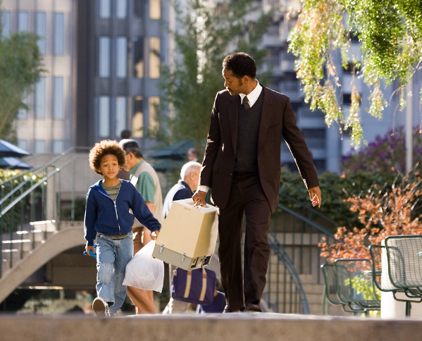 영화 속에서 배우 윌 스미스 와 윌 스미스 의 친 아들이 나오는 장면이다.