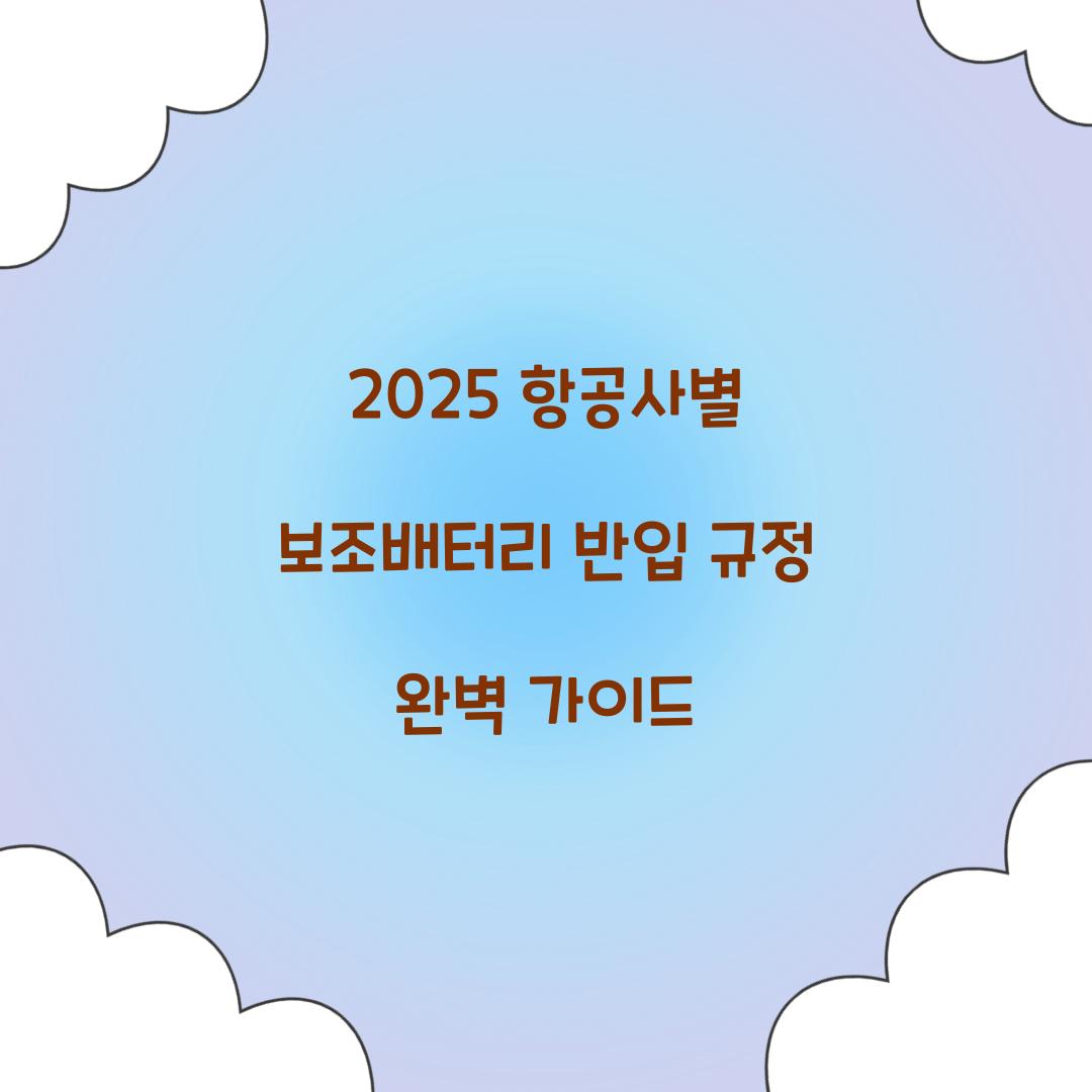 2025 항공사별 보조배터리 반입 규정 총정리