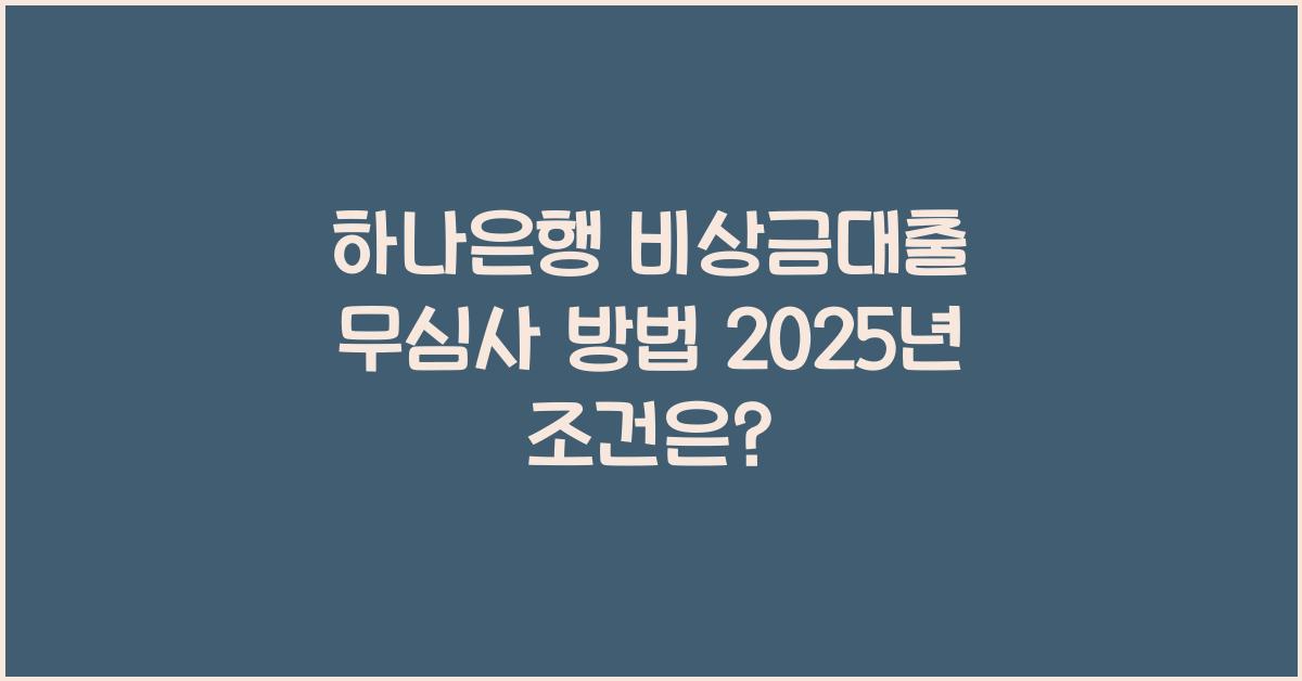 하나은행 비상금대출 무심사 방법