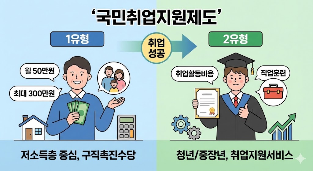 국민취업지원제도 1유형 2유형 차이